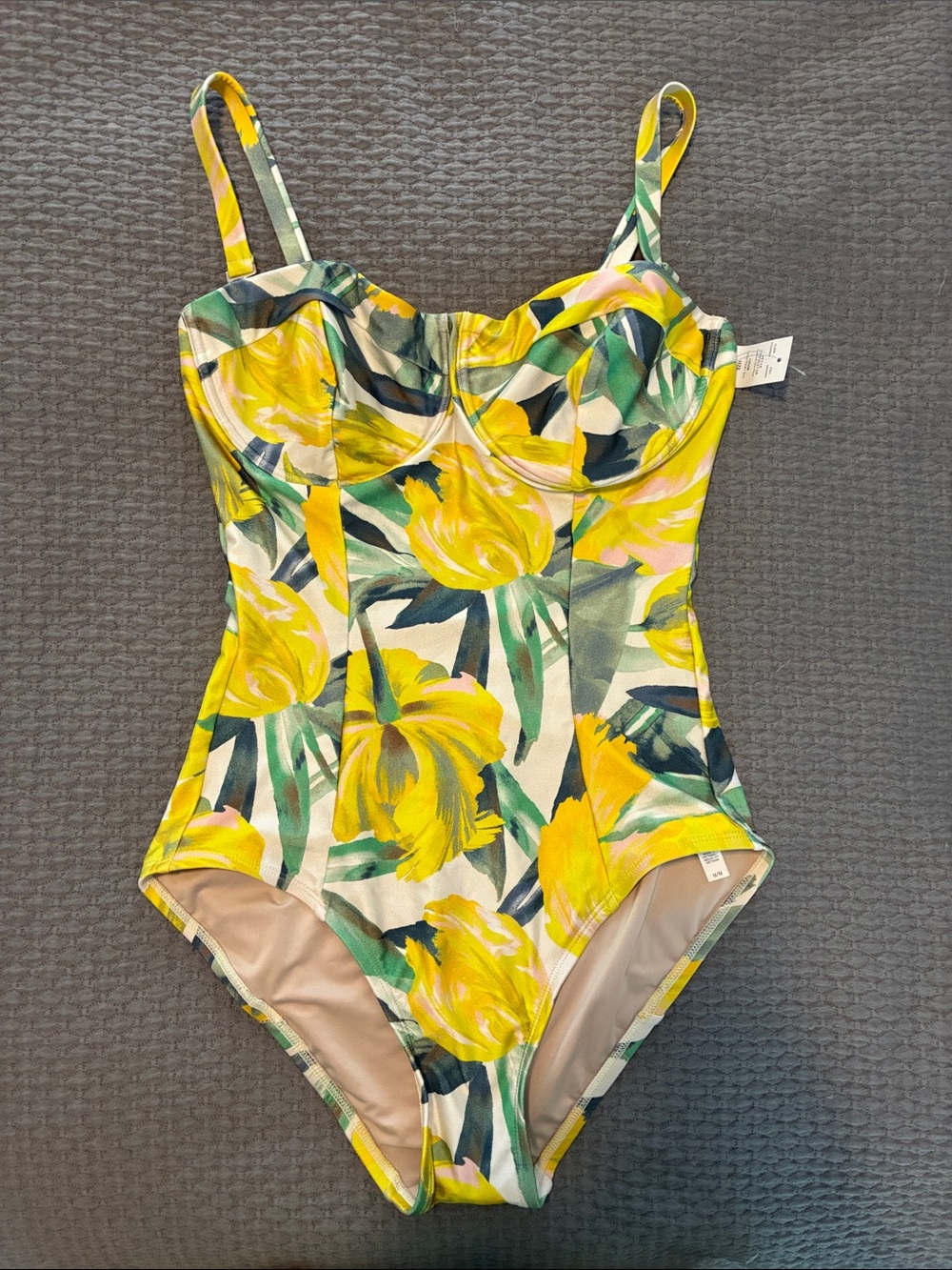 NWT! White House Black Market Yellow Floral women’s One-Piece Swimsuit
